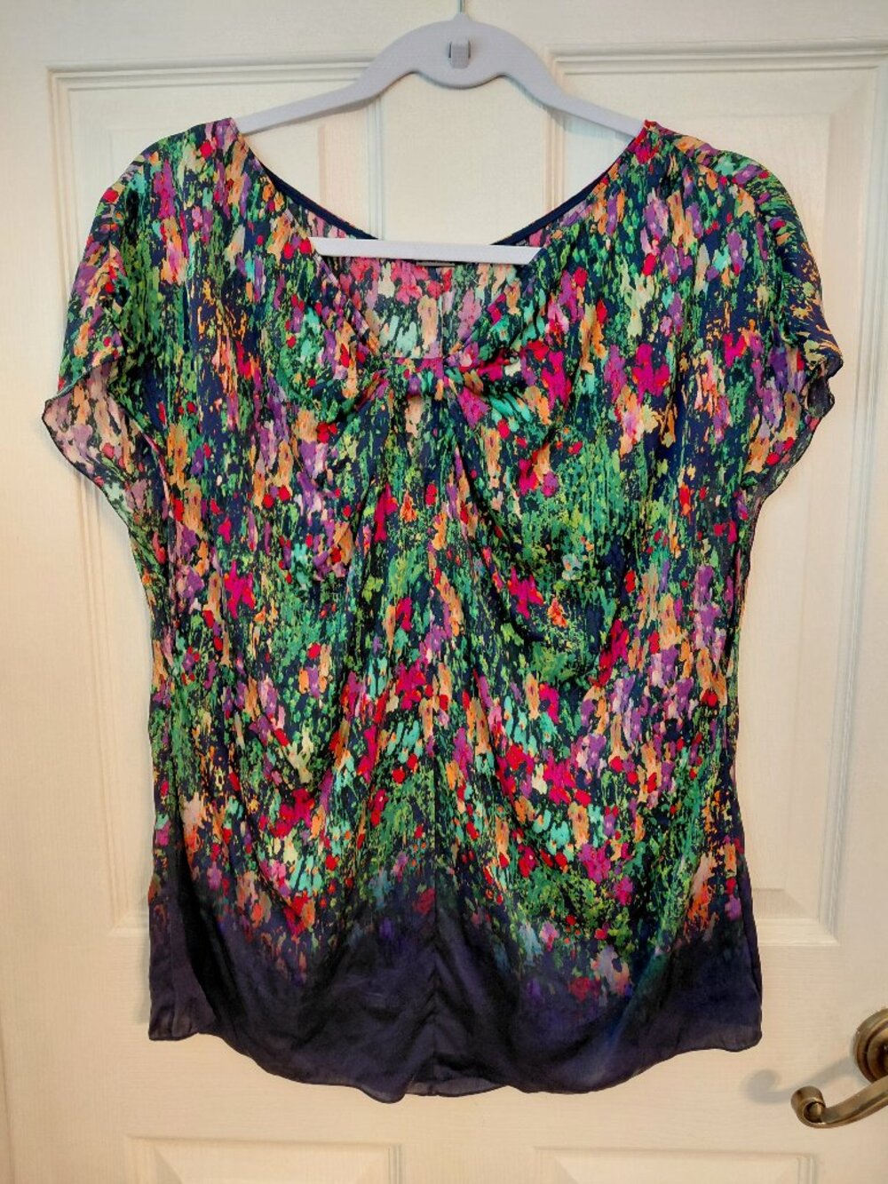 Elie Tahari Silk Floral Top Blouse Size Large Spring Career